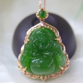 碧玉18k精品佛公吊坠