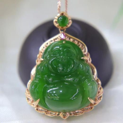 碧玉18k精品佛公吊坠 商品图0