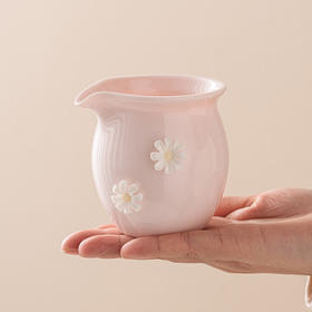 功夫茶具茶海茶器公杯家用纯手工陶瓷分捏花杯桃粉单个高颜值公道