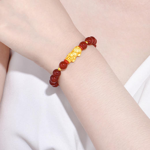 【品牌直发】周六福 925银红玛瑙貔貅手串 商品图3