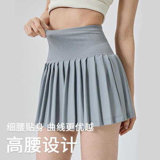 【练习者精选】春夏户外运动健身高腰显瘦百褶短裙网球裙瑜伽半身裙假两件防走光 商品图1