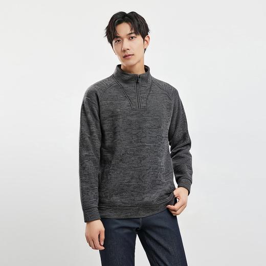 【半拉链立领】罗蒙男士外套膨体花纱外套男舒适百搭磨毛套头男拉链卫衣 商品图1