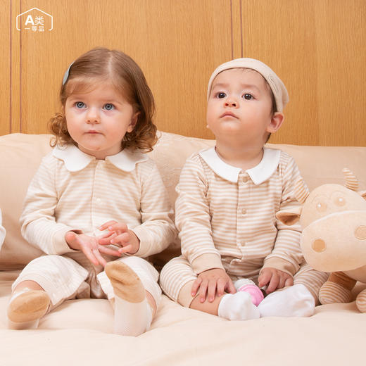 ANNIEWIN棉绿香格里【有机彩棉】翻领连体裤（73、80尺码可选） 商品图1