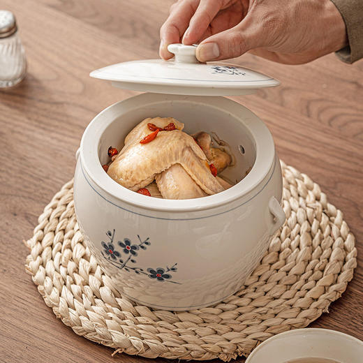 小汤盅鸭汤溢汤隔水孔免锅带汤闽南专用陶瓷过滤内胆滴溢大号炖盅 商品图1