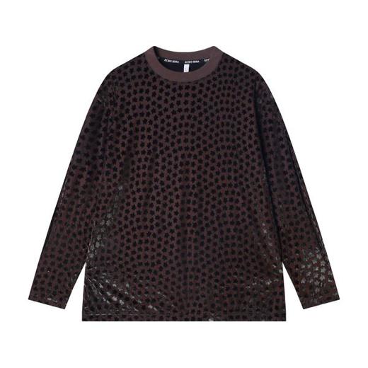 T2591夏季高级感新款韩版撞色立体提花圆领长袖T恤小众设计显瘦上衣 商品图1