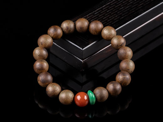 XY0041原创沉香DIY南红绿松单圈手串 商品图0