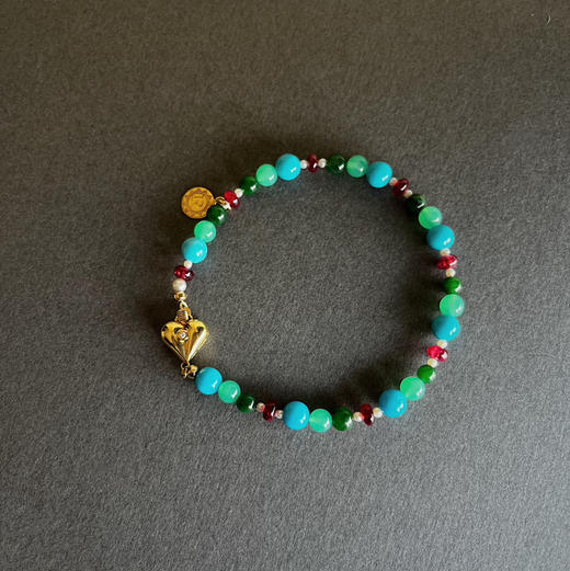 BY EVITA系列 六合同春
18K镶天然松石、翡翠、绿玉髓、尖晶石和珍珠 手链 商品图0