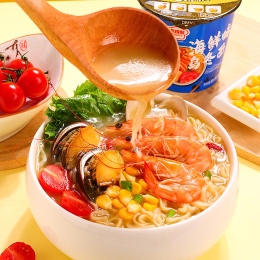 【29.9到手10桶❗️海鲜味乌冬面】山珍海味，醇香浓厚超满足，鲜香美味超Q弹，方便速食杯面夜宵解馋充饥泡面L 商品图3