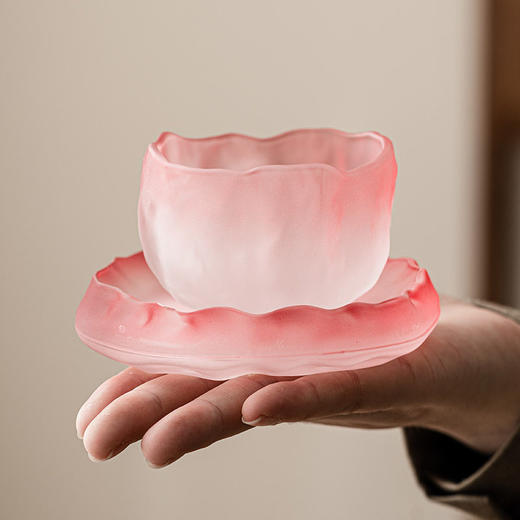 茶杯品茗小单杯杯茶盏家用琉璃冰川粉色杯女士水晶杯功夫茶具主人 商品图2