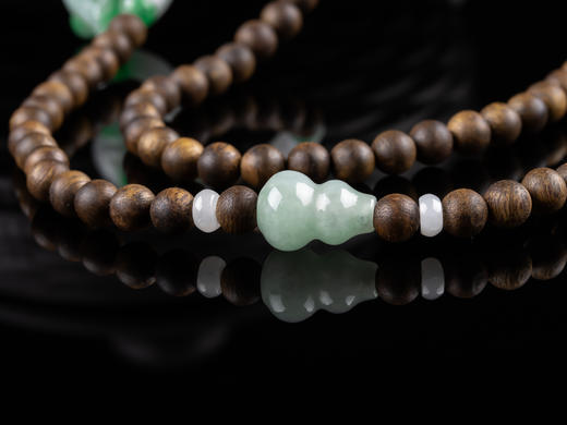 XY0080原创沉香DIY翡翠珠链飘绿葫芦挂件 商品图5