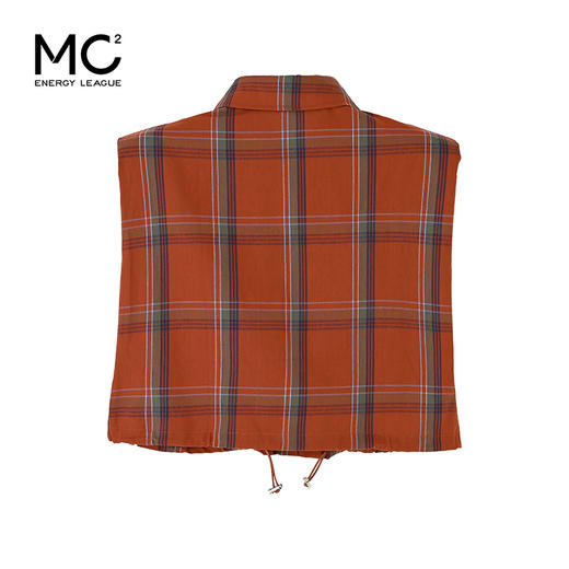 女装翻领垫肩无袖下摆抽绳格子款衬衣-28219C4223008 商品图4