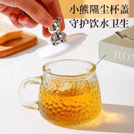 ins茶杯简约高颜值早餐花带盖可爱水杯大肚小熊玻璃杯杯子马克杯 商品图2