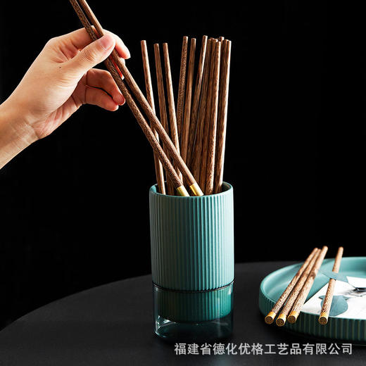 防滑字金福十双公筷筷子蜡轻奢无家用中式筷子鸡翅木无漆实木套装 商品图3