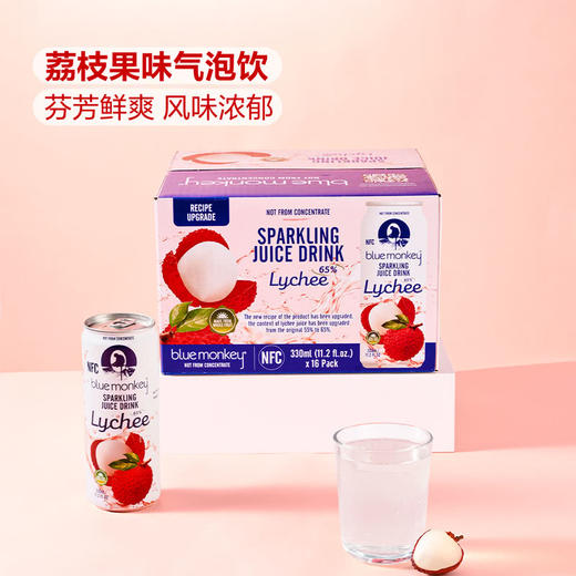 MM 山姆 Blue Monkey越南进口 荔枝果汁气泡饮料（碳酸饮料）330ml*16 商品图1