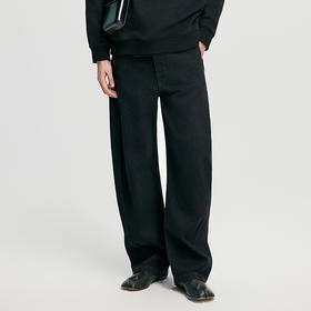 棉仓362819006重磅全棉弯刀阔腿牛仔裤