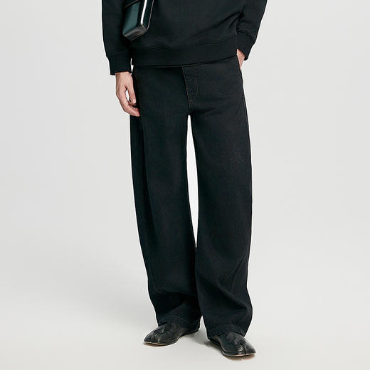 棉仓362819006重磅全棉弯刀阔腿牛仔裤 商品图0