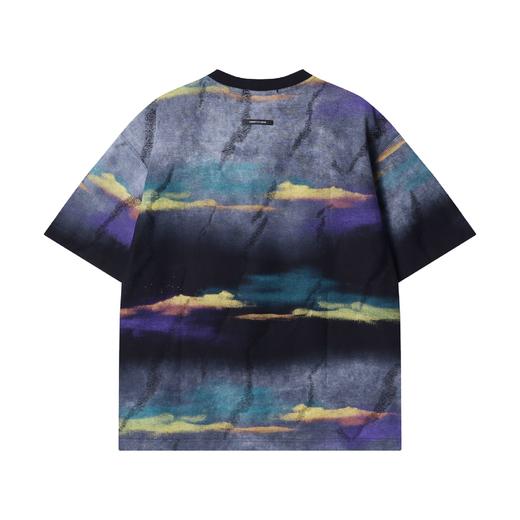 T2675夏季高级感新款美式潮牌彩绘圆领短袖T恤百搭潮流宽松套头上衣 商品图5