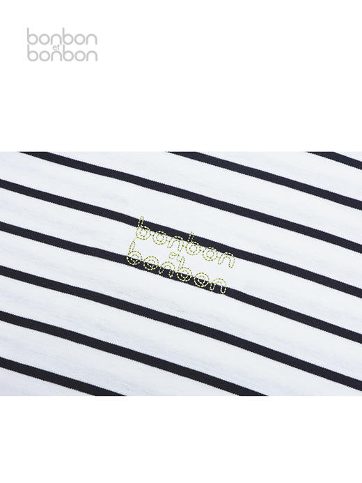 黑白清爽条纹T恤 商品图3