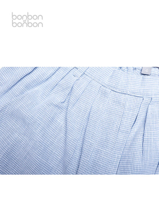 蓝色细格短裤 商品图3