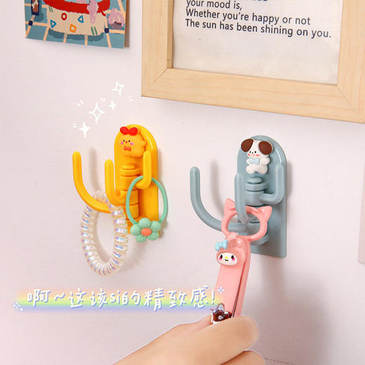 钩子钥匙门后挂学生宿舍墙壁墙上免打孔卡通粘钩三钩无痕可爱挂钩 商品图3