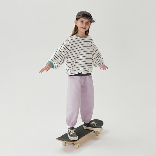 马克珍妮女童复古撞色宽松条纹卫衣2025年春装新款250155 商品图1