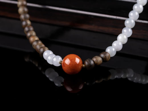 XY0033原创沉香DIY南红翡翠双圈手串 商品图6