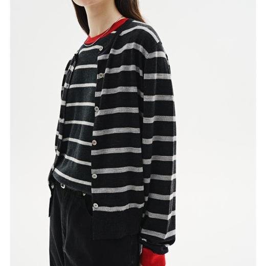 棉仓3631503005-IACHOE条纹全羊毛背心 商品图3