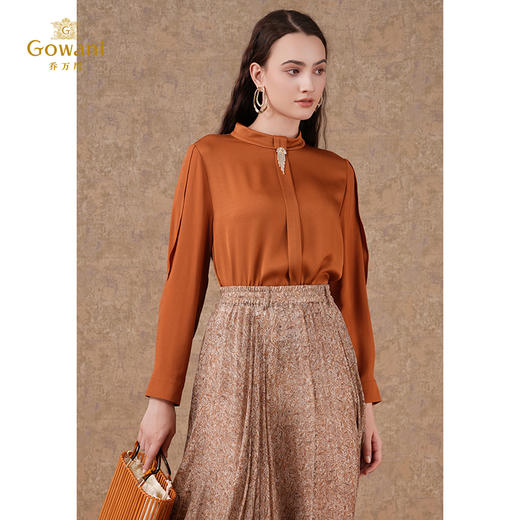 【两色可选】乔万尼衬衫新款女长袖洋气复古法式时髦衬衣ET3C636 商品图2