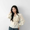顺丰包邮洛诗琳40711春季气质蕾丝拼接收腰显瘦V领提花上衣53036T 商品缩略图2