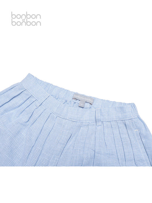 蓝色细格短裤 商品图2