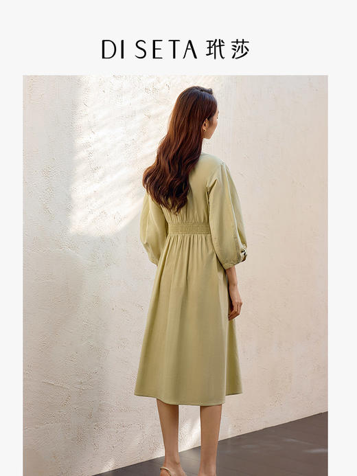 玳莎系带收腰衬衫式连衣裙2025春季新款通勤显瘦高级中长款裙子  FA35301 商品图2