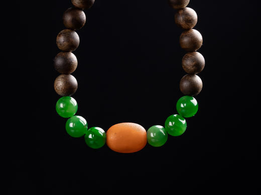 XY0025原创沉香DIY碧玉老蜡单圈手串 商品图5