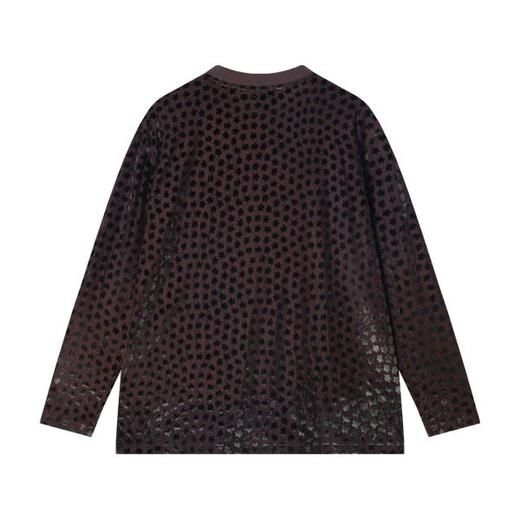 T2591夏季高级感新款韩版撞色立体提花圆领长袖T恤小众设计显瘦上衣 商品图5