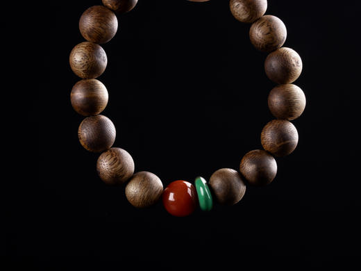 XY0041原创沉香DIY南红绿松单圈手串 商品图4