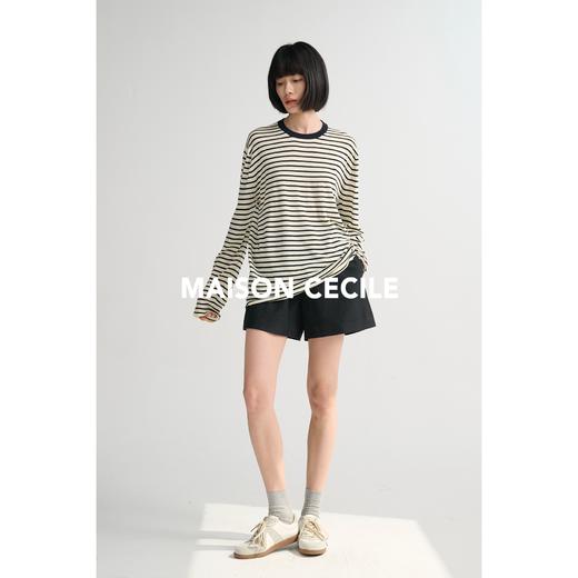MAISON CECILE 三色/夏日亚麻宽松日常百搭松紧腰短裤 商品图4