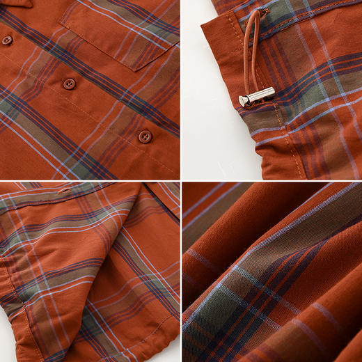 女装翻领垫肩无袖下摆抽绳格子款衬衣-28219C4223008 商品图2