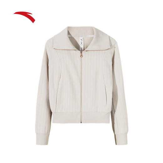 安踏奥特莱斯针织外套女春季翻领休闲长袖宽松运动上衣162517712 商品图0