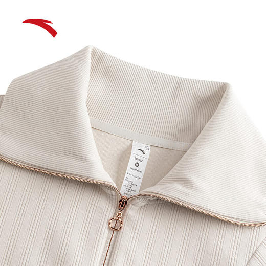 安踏奥特莱斯针织外套女春季翻领休闲长袖宽松运动上衣162517712 商品图2