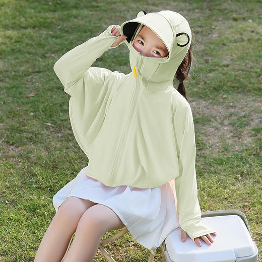 【新款防晒衣！凉感透气，原纱冰丝速干面料】儿童防晒衣夏季新款 黑胶帽檐防紫外线 男女童冰丝原纱 凉感薄防晒服-QQ 商品图5