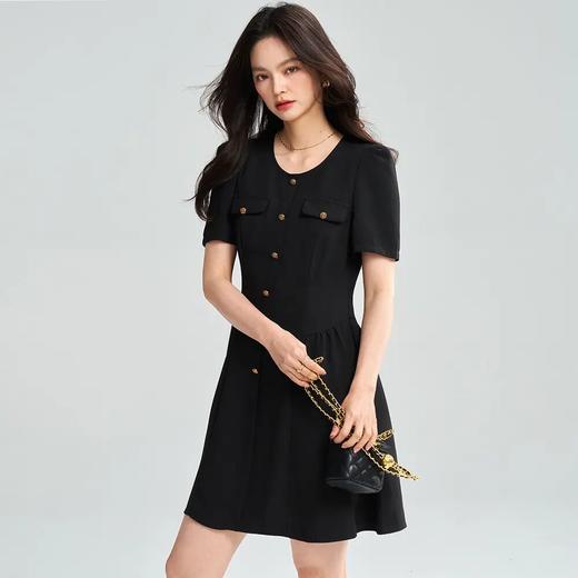 【高货sh】全新升级【铂金会员247/天猫329/差价82】(11132) 洛诗琳25春夏新款气质小黑裙高级感简约圆领收腰连衣裙 商品图1