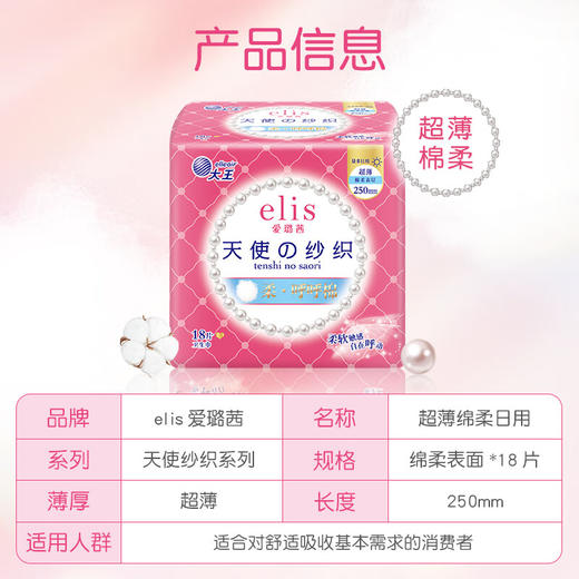 大王爱璐茜天使超薄棉柔250卫生巾18片 商品图3