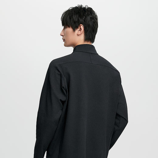 棉仓362801004-吸湿速干华夫格半开襟运动长袖T恤 商品图2