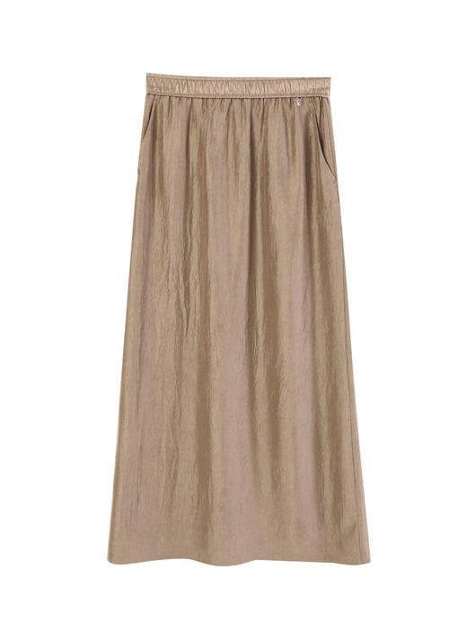 玳莎松紧腰醋酸半裙2025新款通勤气质肌理感显瘦开衩半身裙  FA34303 商品图4