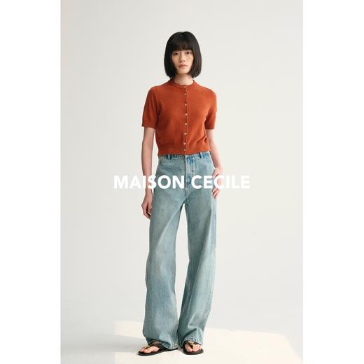 MAISON CECILE 五色/羊绒软糯亲肤针织显比例短袖小开衫 商品图3
