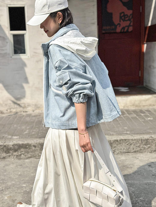 现货 THS-无 蒙克家 春色新浅牛仔 撞色拉链外套 BF1059 商品图3