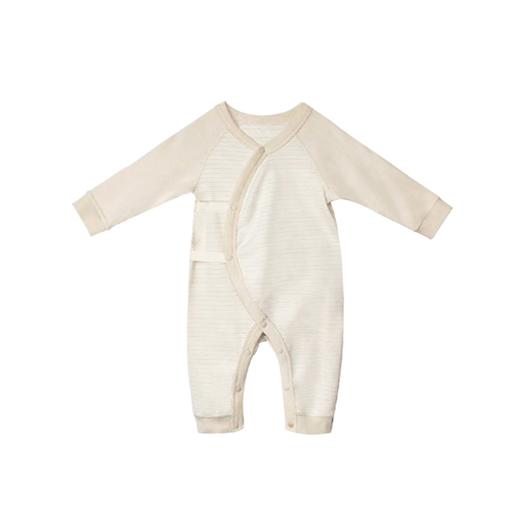 ANNIEWIN棉绿香格里【有机彩棉】条纹插肩婴儿连体裤（52、59、66尺码可选） 商品图2