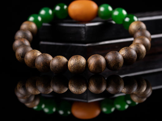 XY0025原创沉香DIY碧玉老蜡单圈手串 商品图4