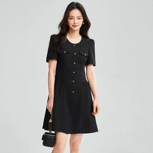 【高货sh】全新升级【铂金会员247/天猫329/差价82】(11132) 洛诗琳25春夏新款气质小黑裙高级感简约圆领收腰连衣裙 商品图3