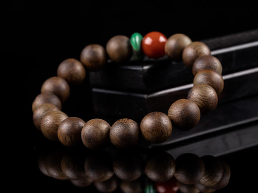 XY0041原创沉香DIY南红绿松单圈手串 商品图3