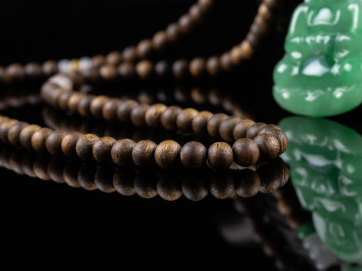 XY0090原创DIY沉香翡翠珠链+果绿翡翠观音挂件 商品图6